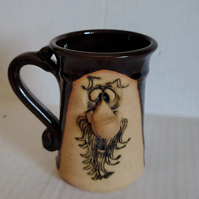Vintage PETER PETRIE Funny Face Art Pottery 12 oz. Mug 1970's
