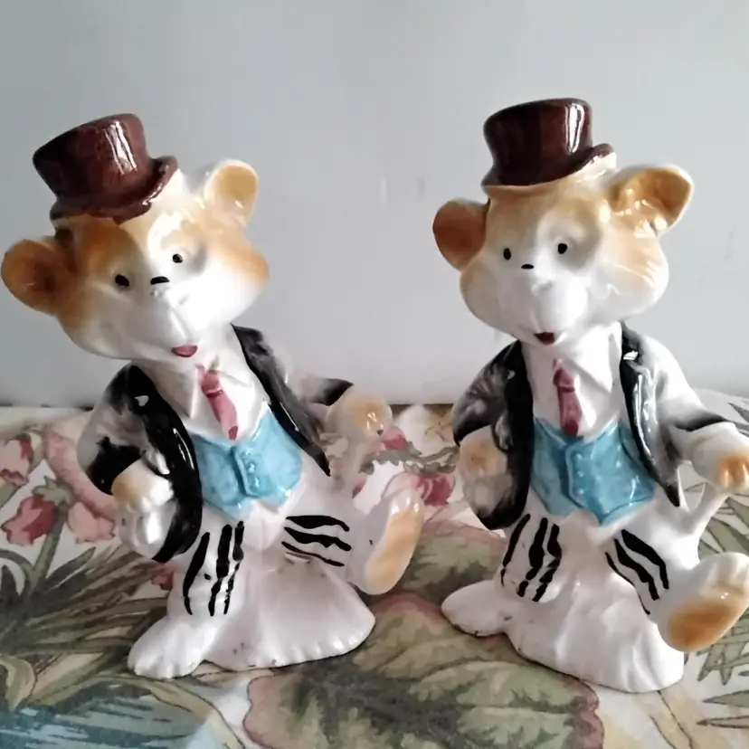 Vintage Aristocrat Dancing Bear Figurines W/Top Hats & Canes