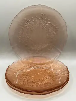 Arcoroc Rosaline Rosa Iridescent Pink Plates Vintage Glass 7.25” (4)