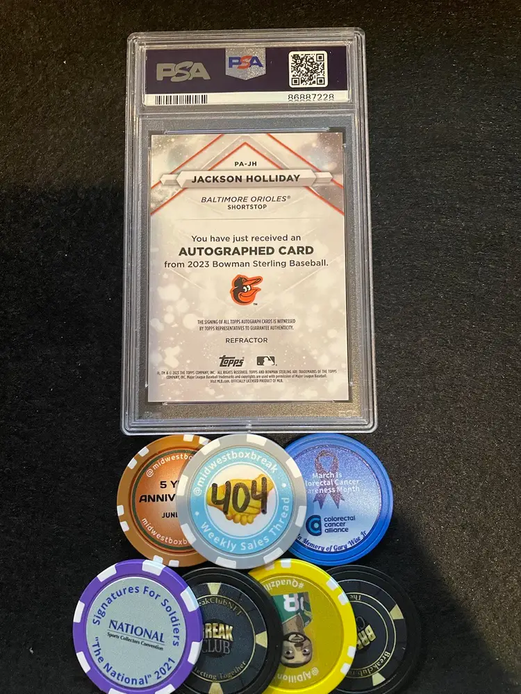 2023 Bowman Sterling-Prospect Refractor #PA-JH Jackson Holliday /150 (AU, RC) Baltimore Orioles