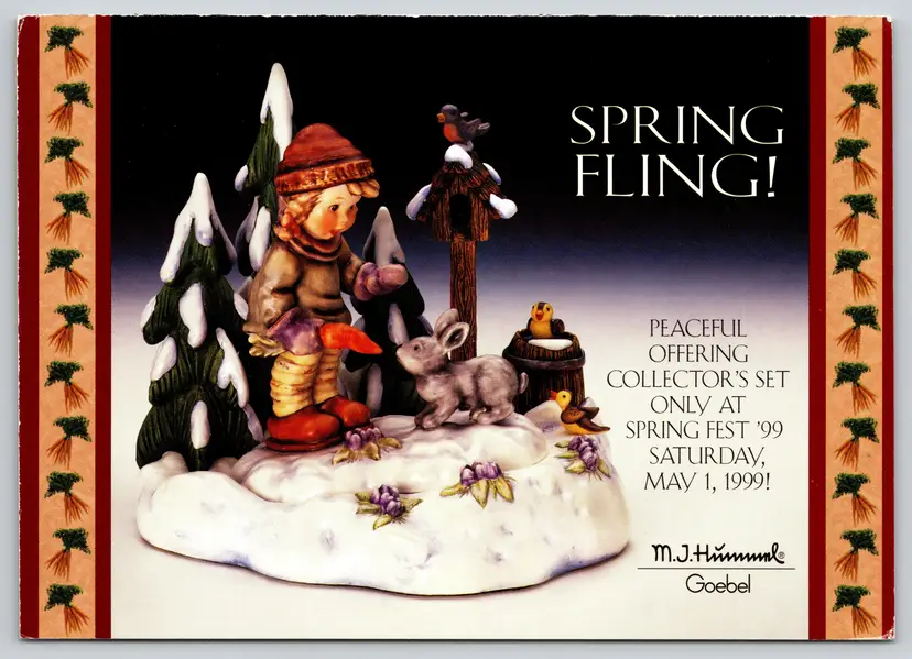 Postcard Spring Fling Hummel Spring Fest 1999 Advertising Winter Scene Goebel - 14507