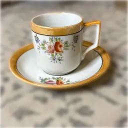 1940s Occupied Japan Hand-Painted Lusterware Teacup & Saucer