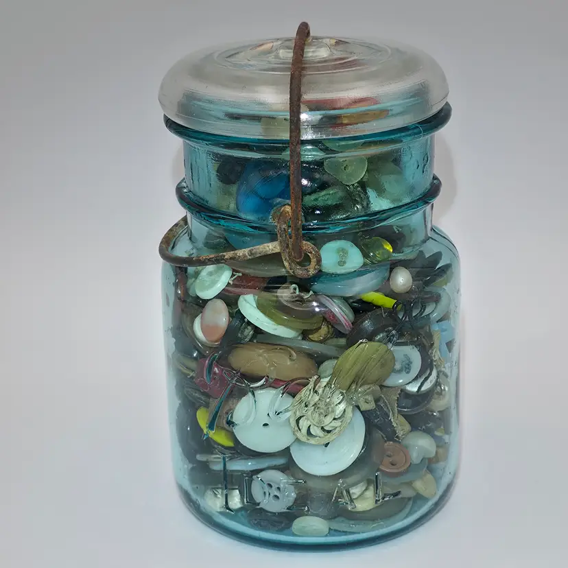 Vintage Canning Jar of Old Buttons