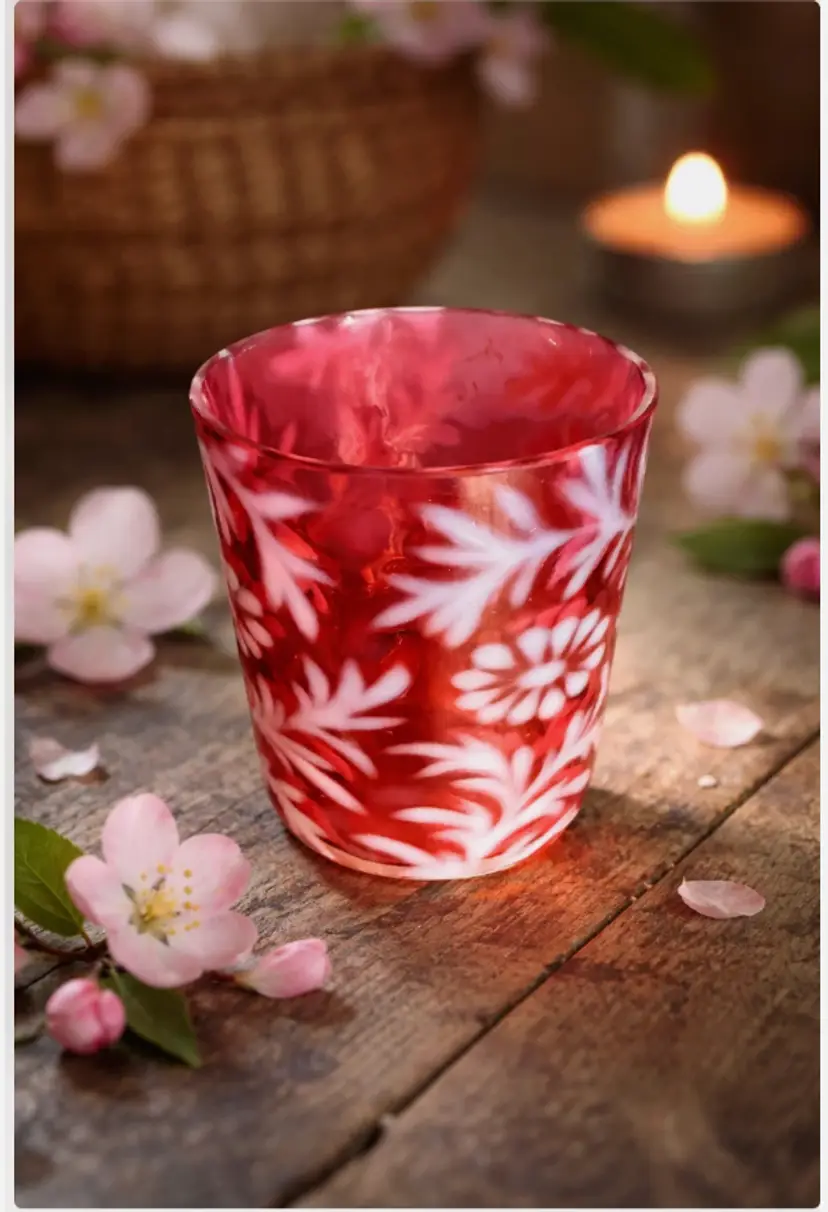 Vintage Fenton Cranberry Opalescent Daisy and Fern Tumbler Glass Art Glass 4"