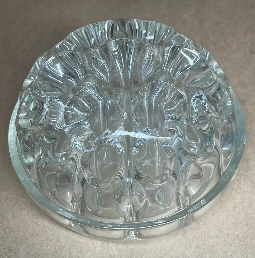 Footed Dome Art Clear Glass 19 Stem Hole Flower Frog - Vintage - 2 Call Outs