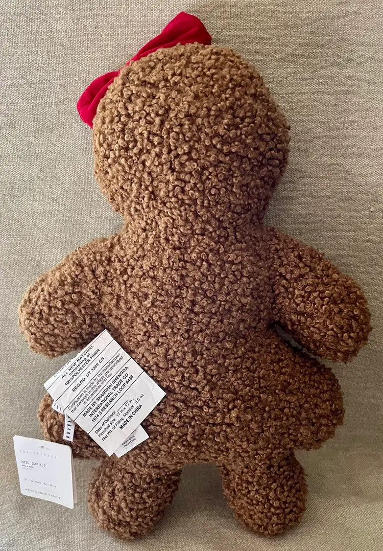 Pottery Barn Ms Spice Gingerbread Pillow Christmas Cookie Decor Plush Toy NewTag