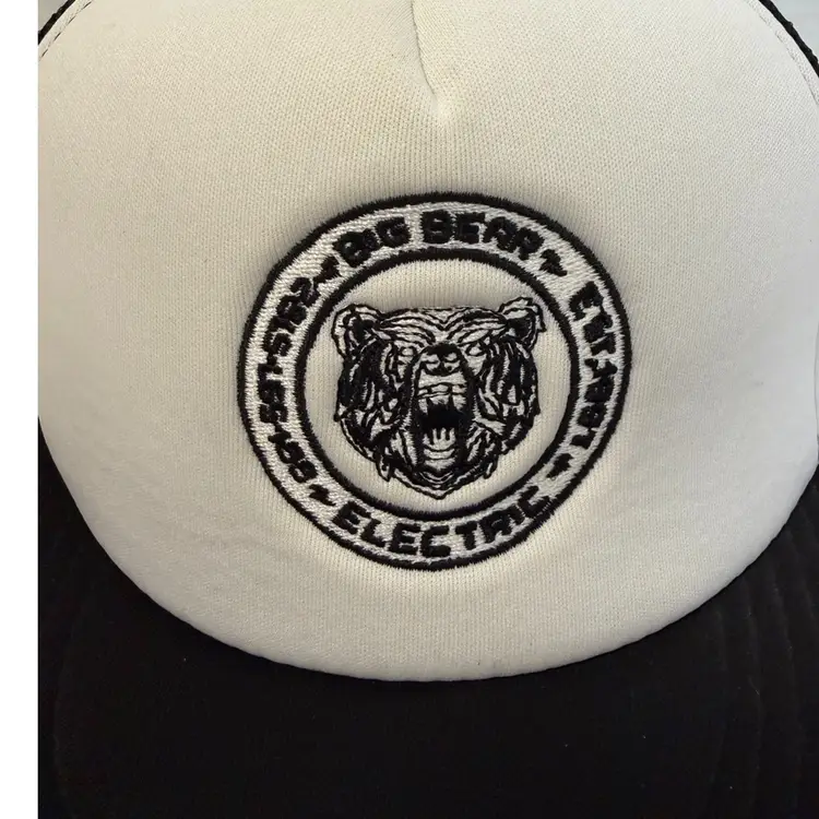 Big Bear Electric Embroidered Logo Flat Brim Foam White & Black Snapback