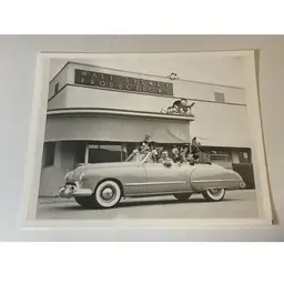 Walt Disney Iconic Convertible Car & Characters 8x10 photo