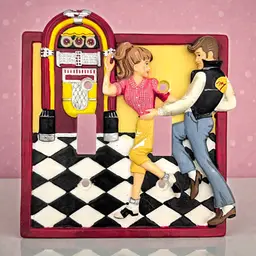 60's Diner Decor Double Light Switch Wall Plate Resin "Happy Days" Jukebox 3D