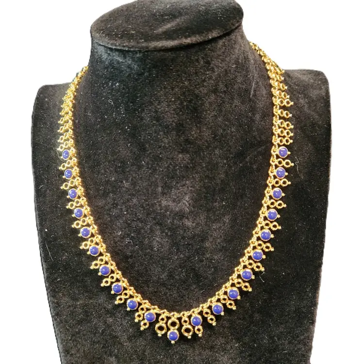 Vintage Joan Rivers Reversible Blue Lapis Cubic Zirconia Necklace 17.5" AB Jewelry