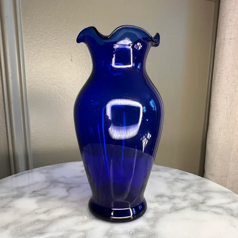 🔔Vintage Cobalt Blue Ruffle Bud Vase