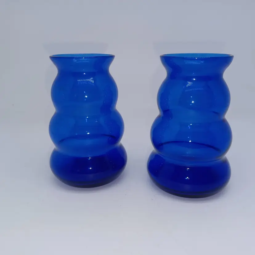 Glass Dunbar Flint Glass Favor Vase 3” Tall Cobalt Blue 1930’s RARE Vintage (2)