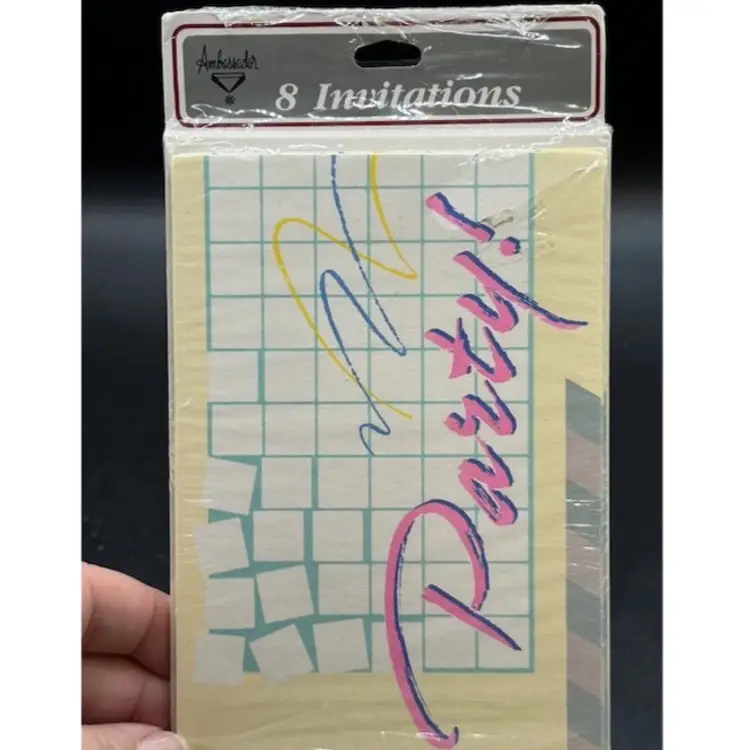 VINTAGE 1980's HALLMARK PARTY INVITATIONS PACK OF 8 SEALED!