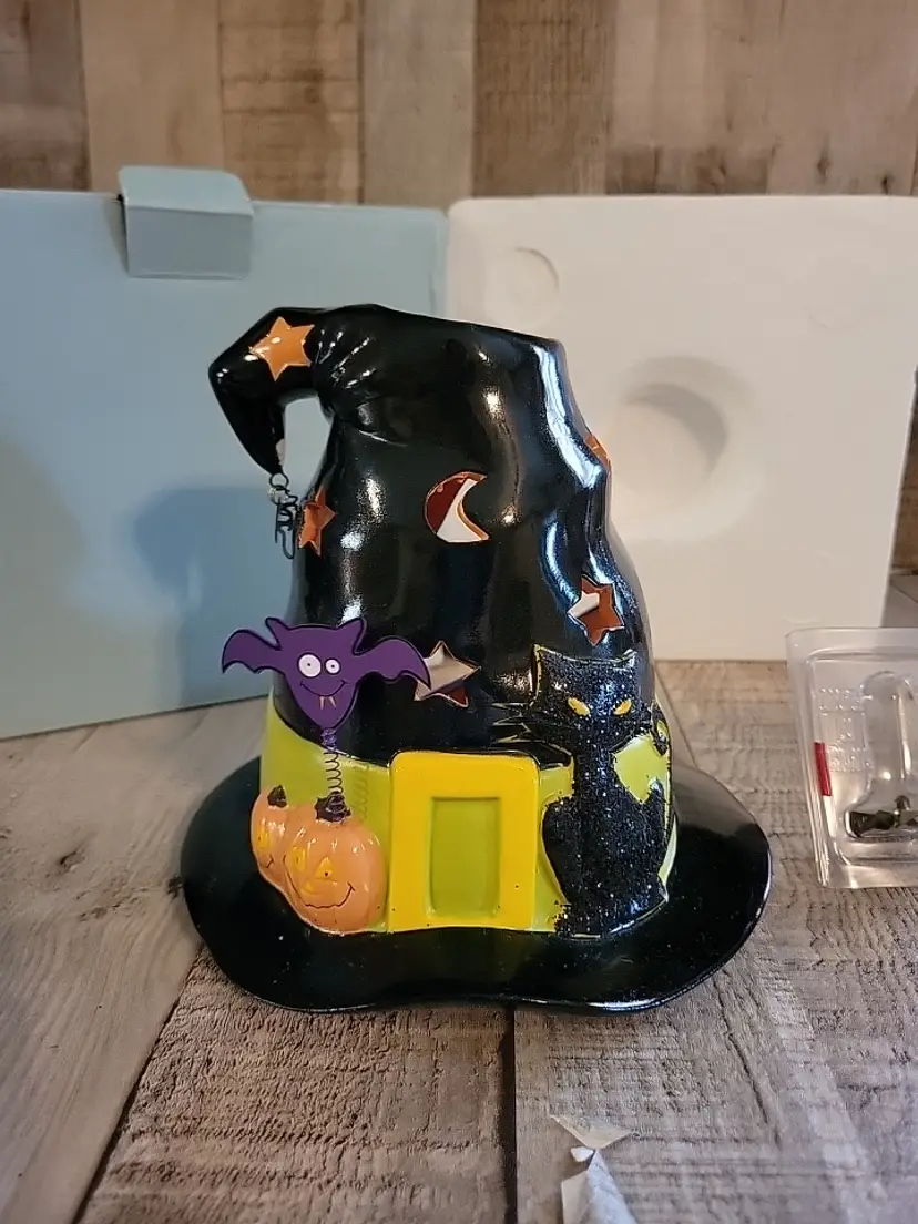 PartyLite Candle Holder Spooky Hat Tealight House P9959 Halloween Witch Spinner