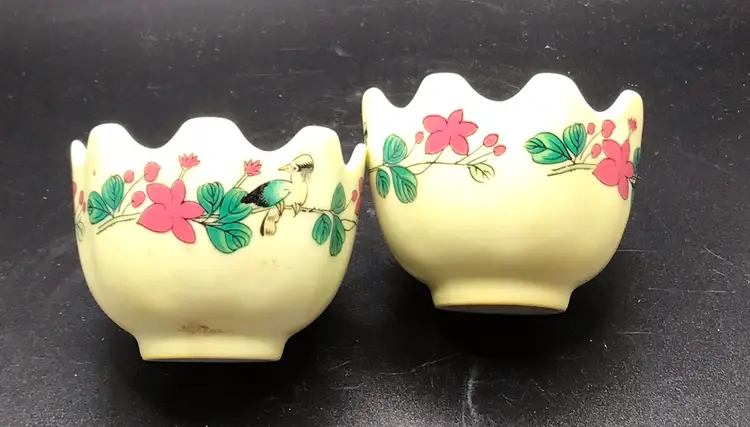 Dainty pair of egg cups/condiment dip cups