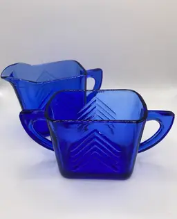 Vintage Hazel Atlas Cobalt Blue Sugar & Creamer