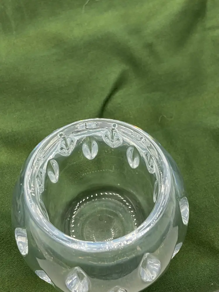 Vintage Heavy Glass Candleholder With Indent Pattern