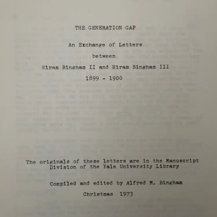 A Collection Of Letters Between Father And Son 1899-1900 (retyped & folder bound)