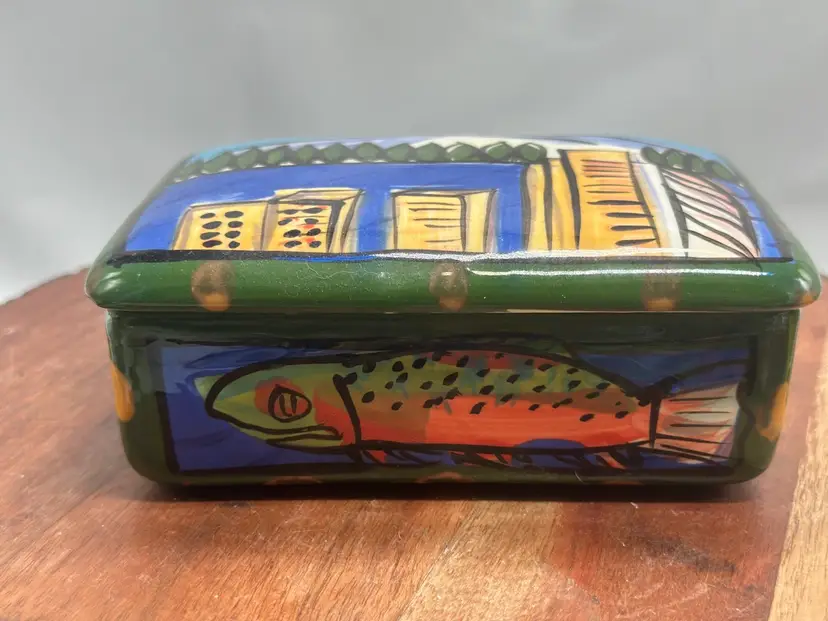 Jewelry Trinket Hand Painted Lidded Ceramic Secret Box ODS New Mexico