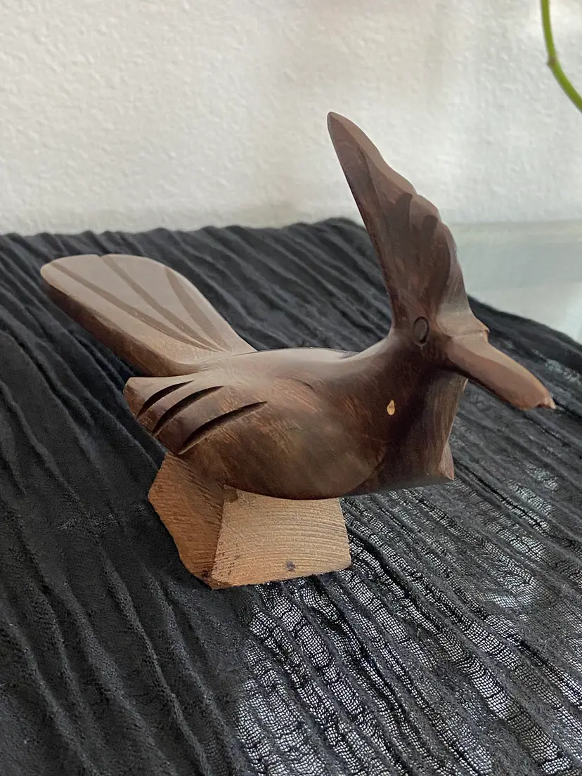 Hand Carved Wood Roadrunner, 10" Long x 5" Tall