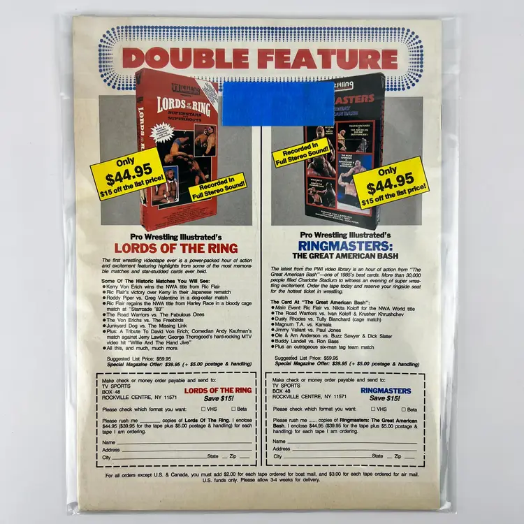 Vintage Wrestling 89 Magazine Fall 1989 Ric Flair Ted Turner Cover