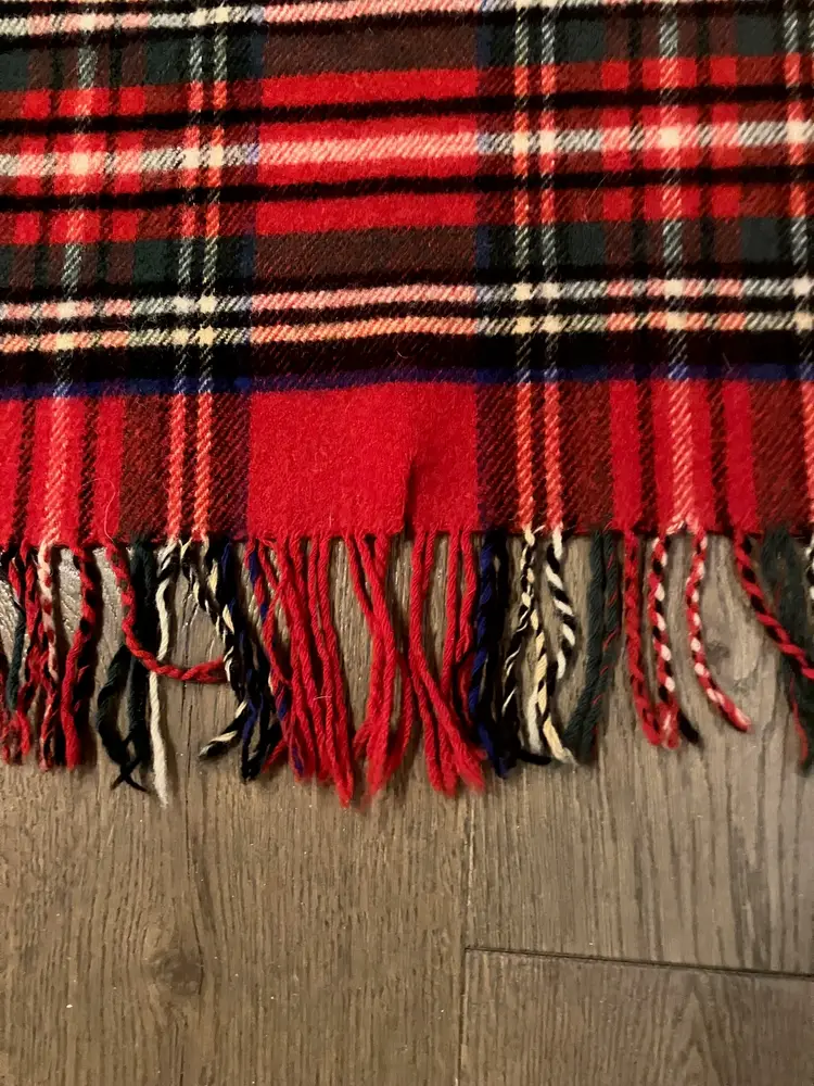 Swando Wool Red Tartan Plaid Throw Blanket With Fringe