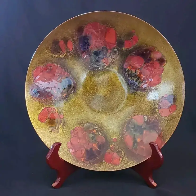 Studio Art Enamel on Copper Dish Decor Andre Gagnon Quebec Canada Trinket Vintage