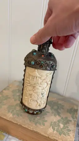 Tibetan Snuff Bottle With Bone Carving