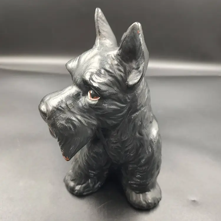 Vtg Hand Painted Black Scottish Terrier figurine Statue
