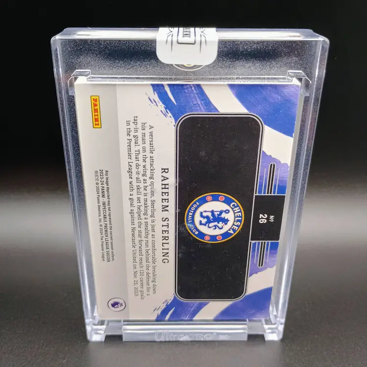 Raheem Sterling 2023 Panini Impeccable (23-24) Premier League Logo Silver Chelsea FC F #26 /37