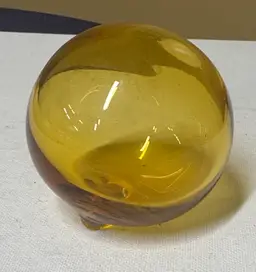 BLENKO GLASS #51 BUBBLE FLOAT Amber yellow 3" Vintage