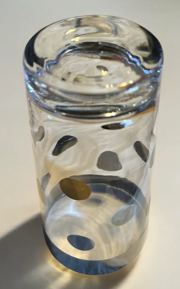 VTG MCM Dorothy Thorpe Style Silver Rim POLKA DOT Cocktail Glasses BARWARE 5 1/2