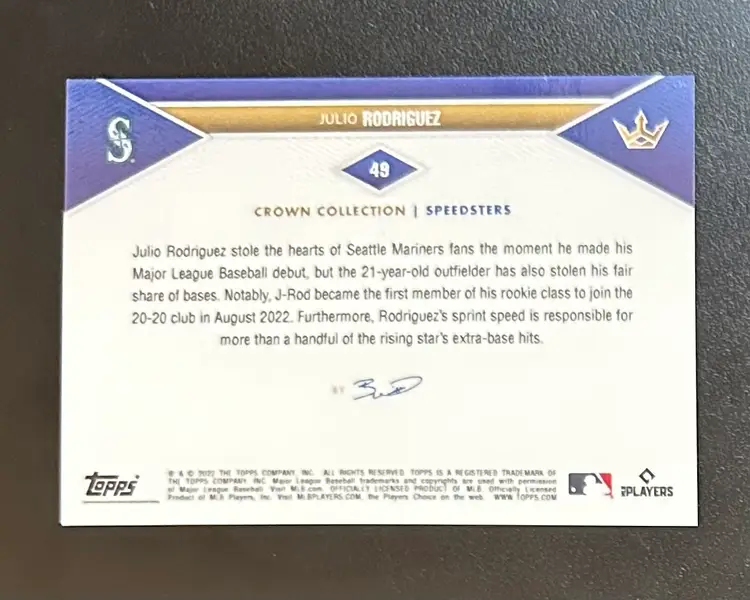Julio Rodriguez Topps Crown Collection Speedsters (RC)