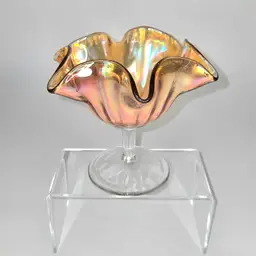 Fenton Carnival Glass Compote Marigold Vintage 1960