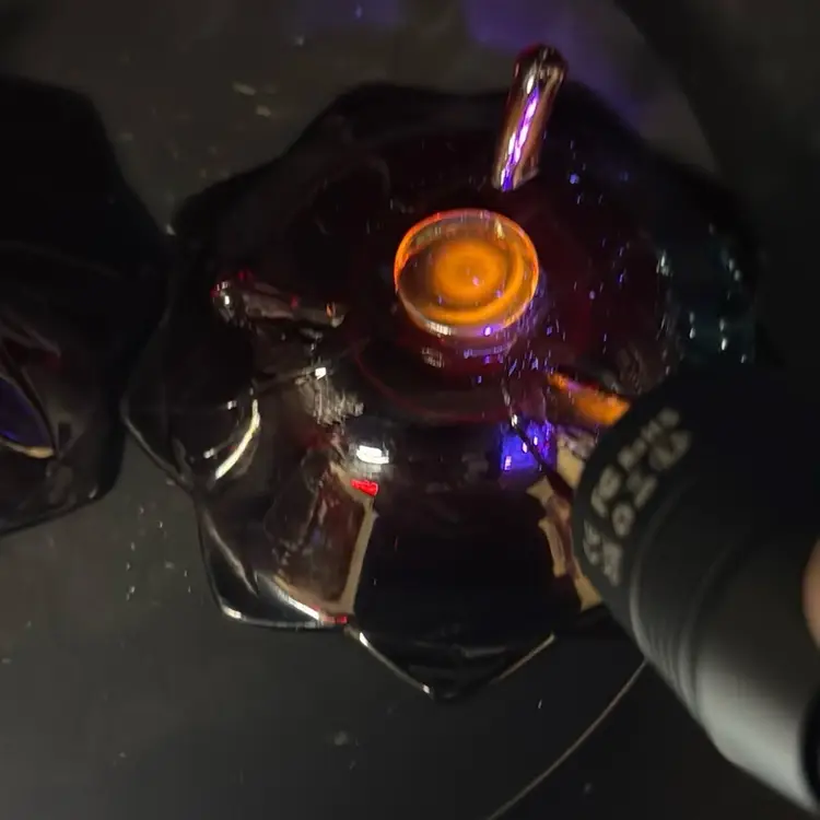 vintage Fenton lotus candlestick holder Set Glows Orange