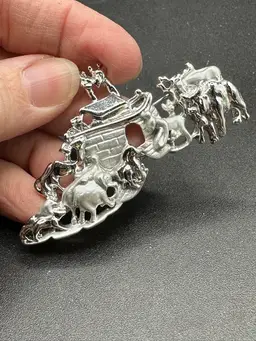RARE Danecraft Noah's Ark Brooch, Silver Tone in Shiny and Matte 80’s