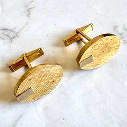 Vintage 14k Gold Geometric Cufflinks Silver Tone Rectangles Mixed Metals