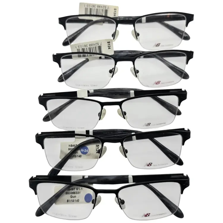 New Balance NB487 Eyeglass Frames Lot of 5 Stainless Steel 61-18-140 Gunmetal