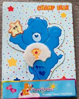 Care Bears Wooden Texture 5 Pc Inlay Puzzle & Wooden Tray Champ Bear