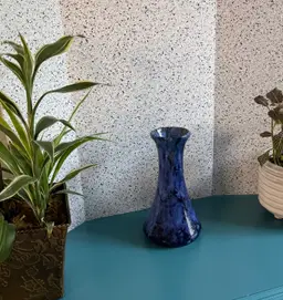 Vintage Brush Mccoy Pottery Blue Onyx Vase #064