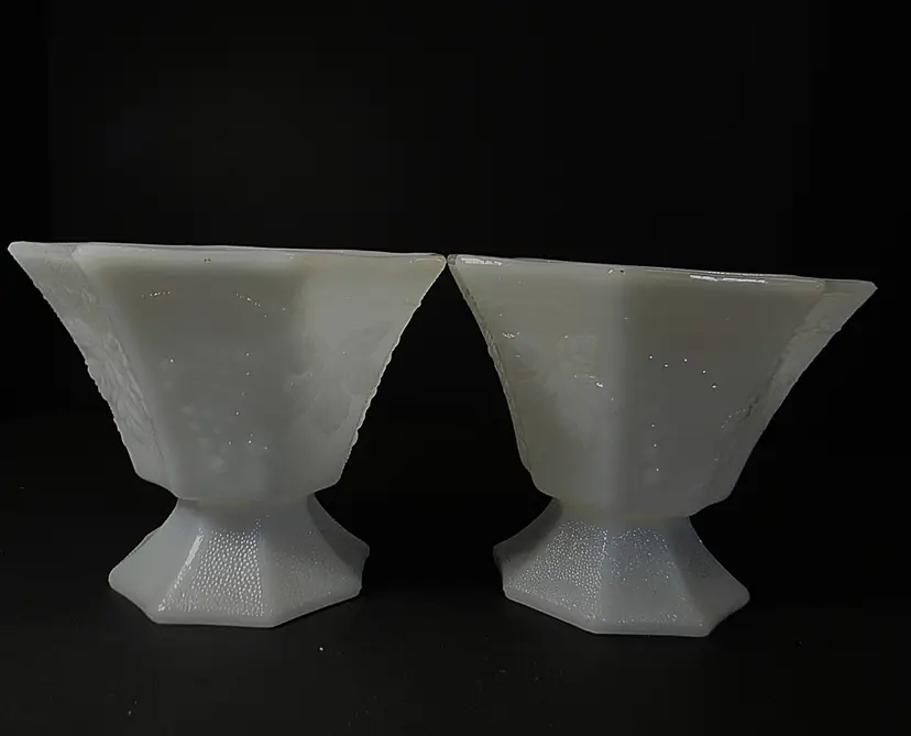 Milk Glass design of grapes and leaves