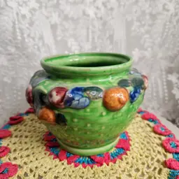 green floral planter