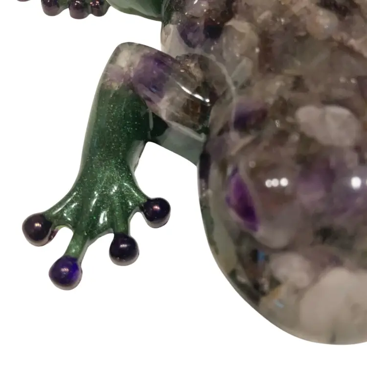 Purple And Green Handmade Resin Frog Figurine