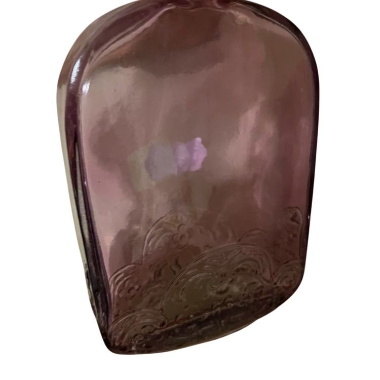 Large Glass Bottle W/ Cork Stopper Pale Violet Color (Flashed) 8”