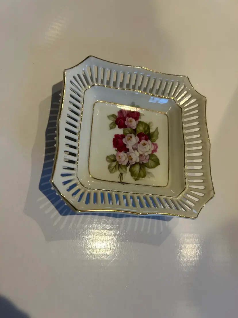 Schumann Of Bavaria Rose Transfer Ware Trinket