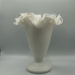 Vintage Fenton, Silver Crest Milk, Glass Vase
