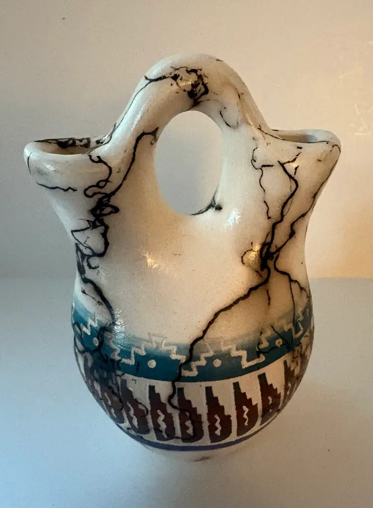 Navajo Horse Hair Wedding Vase Small Size 5” X 1.5”