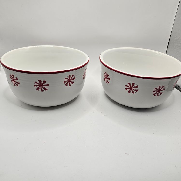 HLC fiesta ware bowls Christmas peppermint candy design gusto vintage set of two