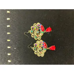Multi Colorful Peacock Pierced Earrings
