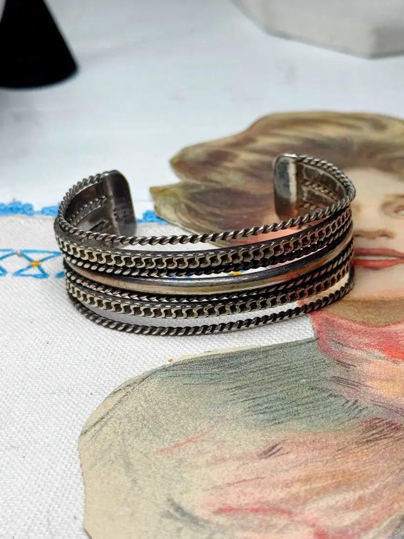 Sterling Silver Taxco Heavy Cuff Bracelet